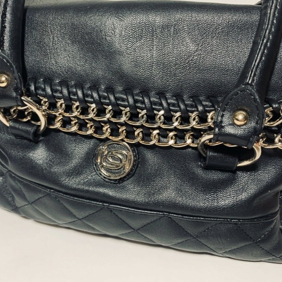 New BEBE Small Black Cross Body Satchel Purse Gold - Picture 2 of 7